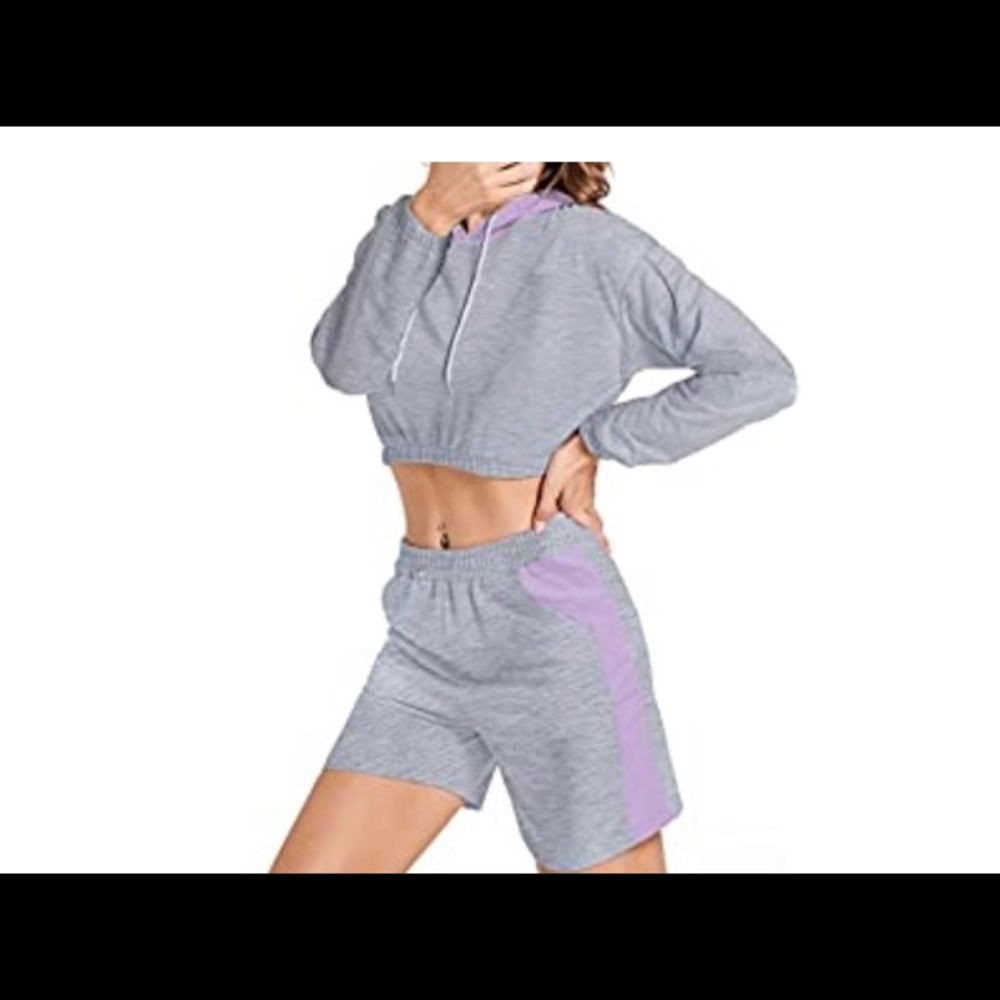 Women Long Sleeve 2 Piece Casual Outfit Sets Hooded Set Lounge Sets